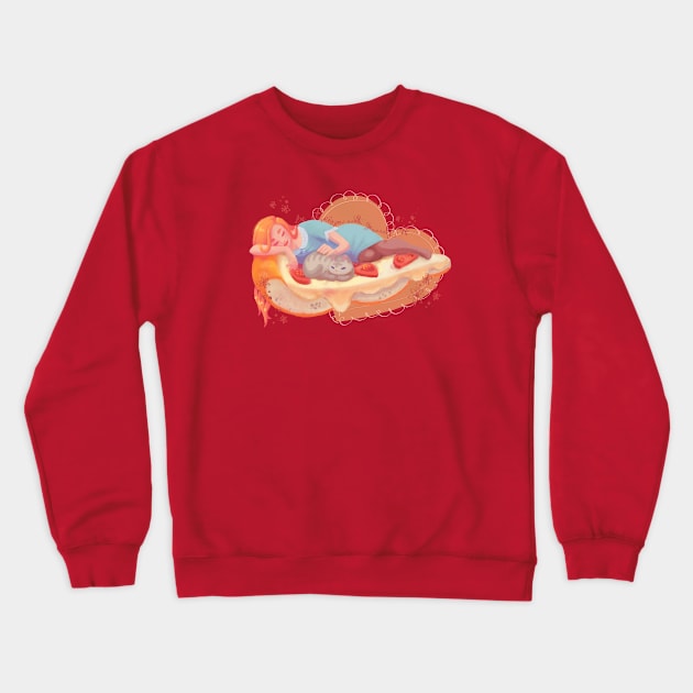 At Pizza with Yourself Crewneck Sweatshirt by ginaromoart